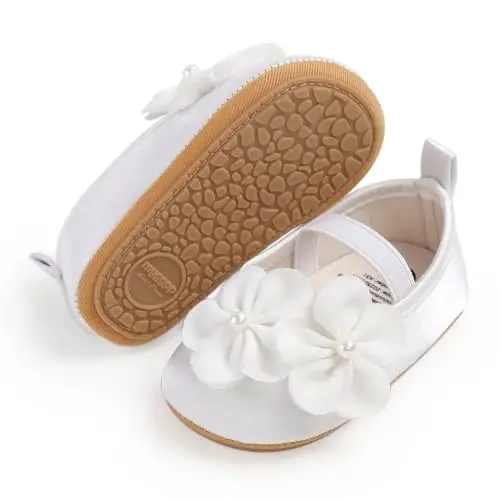 QWZban Baby Shoes Mary Jane Flats Non Slip Soft Sole Infant Toddler Sneakers First Walkers Party Christmas Dress Shoes - 5