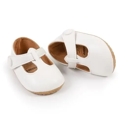 QWZban Baby Shoes Mary Jane Flats Non Slip Soft Sole Infant Toddler Sneakers First Walkers Party Christmas Dress Shoes - 6