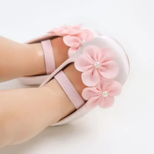 QWZban Baby Shoes Mary Jane Flats Non Slip Soft Sole Infant Toddler Sneakers First Walkers Party Christmas Dress Shoes - QWZBAN (1)