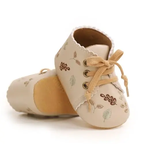 QWZban Baby Shoes Mary Jane Flats Non Slip Soft Sole Infant Toddler Sneakers First Walkers Party Christmas Dress Shoes - 1