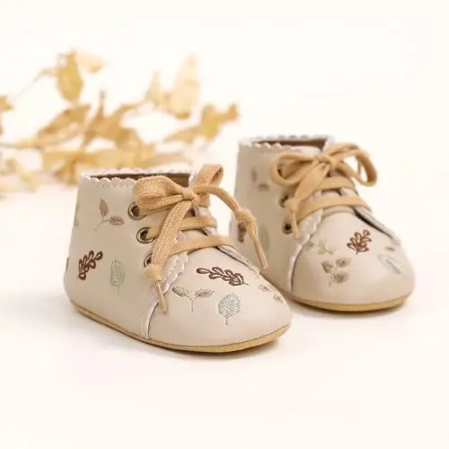 QWZban Baby Shoes Mary Jane Flats Non Slip Soft Sole Infant Toddler Sneakers First Walkers Party Christmas Dress Shoes - 4