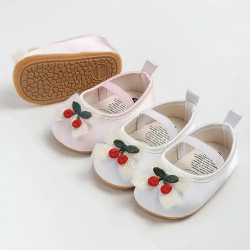 QWZban Baby Shoes Mary Jane Flats Non Slip Soft Sole Infant Toddler Sneakers First Walkers Party Christmas Dress Shoes - 3