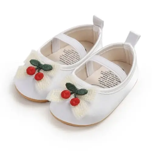 QWZban Baby Shoes Mary Jane Flats Non Slip Soft Sole Infant Toddler Sneakers First Walkers Party Christmas Dress Shoes - 6