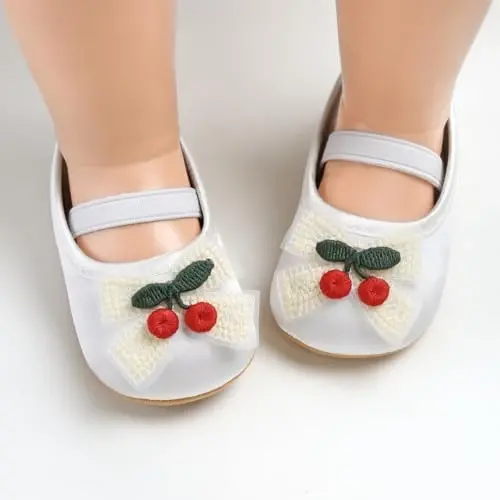 QWZban Baby Shoes Mary Jane Flats Non Slip Soft Sole Infant Toddler Sneakers First Walkers Party Christmas Dress Shoes - 2