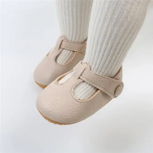 QWZban Baby Shoes Mary Jane Flats Non Slip Soft Sole Infant Toddler Sneakers First Walkers Party Christmas Dress Shoes - 2