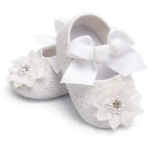 QWZban Baby Shoes Mary Jane Flats Non Slip Soft Sole Infant Toddler Sneakers First Walkers Party Christmas Dress Shoes - QWZBAN
