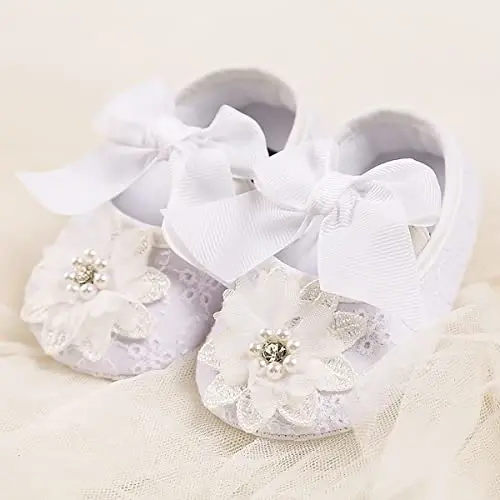 QWZban Baby Shoes Mary Jane Flats Non Slip Soft Sole Infant Toddler Sneakers First Walkers Party Christmas Dress Shoes - 2