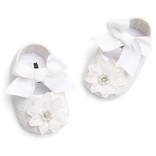 QWZban Baby Shoes Mary Jane Flats Non Slip Soft Sole Infant Toddler Sneakers First Walkers Party Christmas Dress Shoes - 4