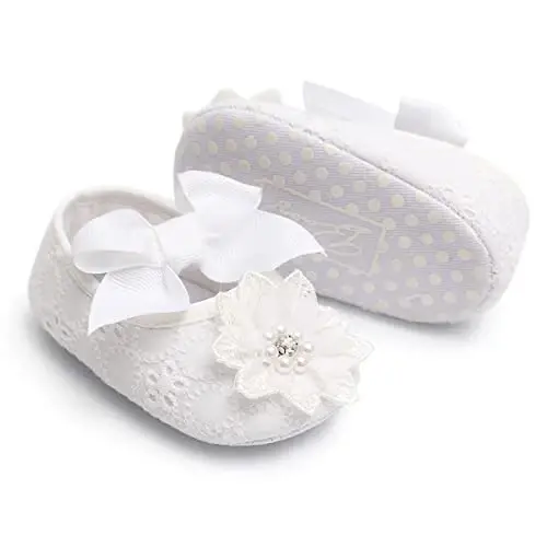 QWZban Baby Shoes Mary Jane Flats Non Slip Soft Sole Infant Toddler Sneakers First Walkers Party Christmas Dress Shoes - 5