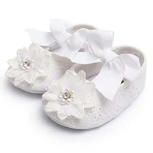 QWZban Baby Shoes Mary Jane Flats Non Slip Soft Sole Infant Toddler Sneakers First Walkers Party Christmas Dress Shoes - 6