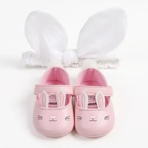 QWZban Baby Shoes Mary Jane Flats Non Slip Soft Sole Infant Toddler Sneakers First Walkers Party Christmas Dress Shoes - 4