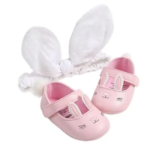 QWZban Baby Shoes Mary Jane Flats Non Slip Soft Sole Infant Toddler Sneakers First Walkers Party Christmas Dress Shoes - 1