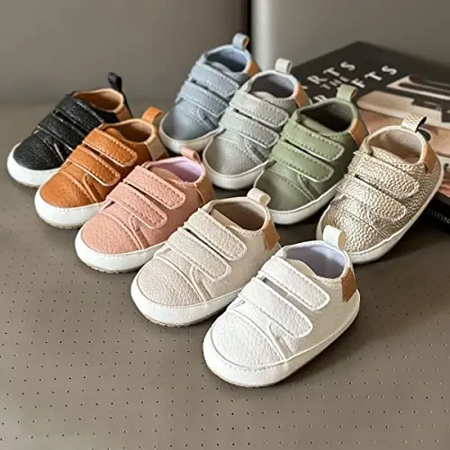 QWZban Baby Shoes Mary Jane Flats Non Slip Soft Sole Infant Toddler Sneakers First Walkers Party Christmas Dress Shoes - 2