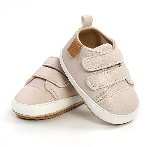 QWZban Baby Shoes Mary Jane Flats Non Slip Soft Sole Infant Toddler Sneakers First Walkers Party Christmas Dress Shoes - 4