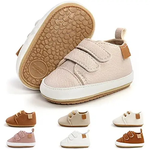 QWZban Baby Shoes Mary Jane Flats Non Slip Soft Sole Infant Toddler Sneakers First Walkers Party Christmas Dress Shoes - 1