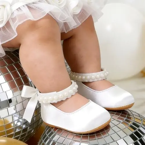 QWZban Baby Shoes Mary Jane Flats Non Slip Soft Sole Infant Toddler Sneakers First Walkers Party Christmas Dress Shoes - QWZBAN (1)
