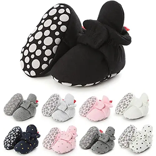 QWZban Baby Booties Infant Newborn Boys Girls Slippers Warm Crib Sock Shoes Indoor First Walkers Prewalker - 1