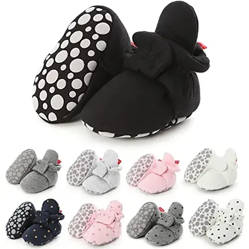 QWZban Baby Booties Infant Newborn Boys Girls Slippers Warm Crib Sock Shoes Indoor First Walkers Prewalker - QWZBAN