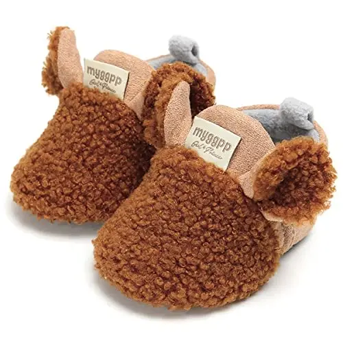 QWZban Baby Booties Infant Newborn Boys Girls Slippers Warm Crib Sock Shoes Indoor First Walkers Prewalker - 1