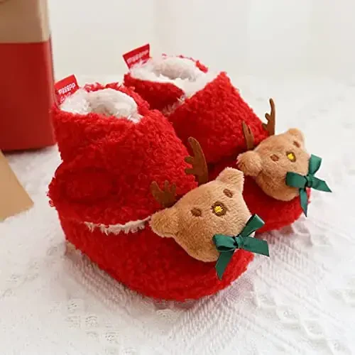 QWZban Baby Booties Infant Newborn Boys Girls Slippers Warm Crib Sock Shoes Indoor First Walkers Prewalker - 6