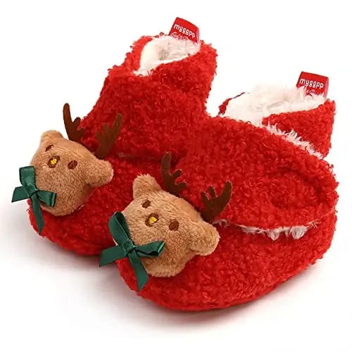QWZban Baby Booties Infant Newborn Boys Girls Slippers Warm Crib Sock Shoes Indoor First Walkers Prewalker - 1