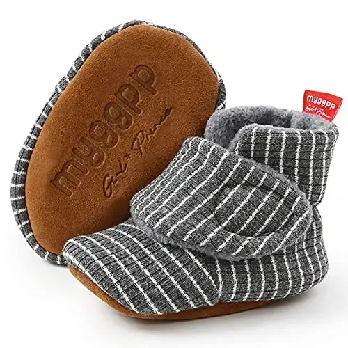 QWZban Baby Booties Infant Newborn Boys Girls Slippers Warm Crib Sock Shoes Indoor First Walkers Prewalker - 6