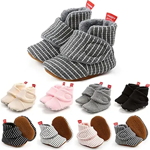 QWZban Baby Booties Infant Newborn Boys Girls Slippers Warm Crib Sock Shoes Indoor First Walkers Prewalker - 1