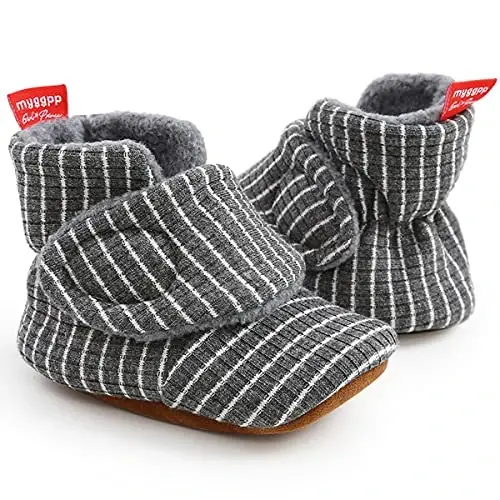 QWZban Baby Booties Infant Newborn Boys Girls Slippers Warm Crib Sock Shoes Indoor First Walkers Prewalker - 5