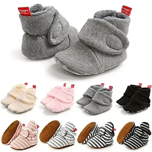 QWZban Baby Booties Infant Newborn Boys Girls Slippers Warm Crib Sock Shoes Indoor First Walkers Prewalker 