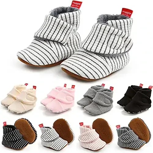 QWZban Baby Booties Infant Newborn Boys Girls Slippers Warm Crib Sock Shoes Indoor First Walkers Prewalker 