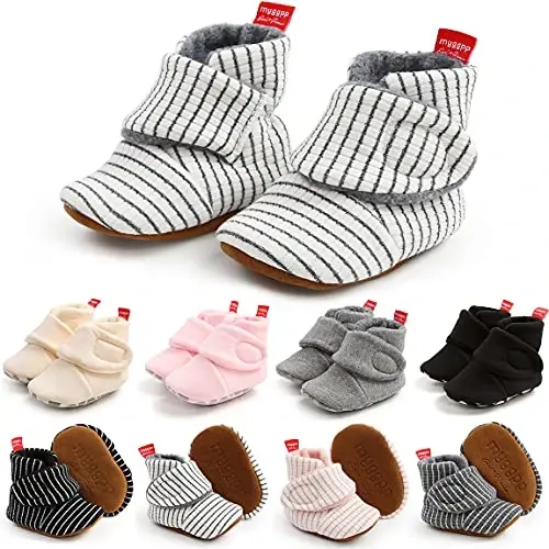 QWZban Baby Booties Infant Newborn Boys Girls Slippers Warm Crib Sock Shoes Indoor First Walkers Prewalker - 1
