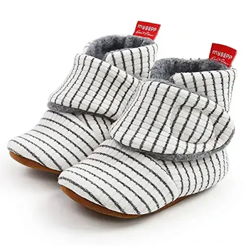 QWZban Baby Booties Infant Newborn Boys Girls Slippers Warm Crib Sock Shoes Indoor First Walkers Prewalker - 5