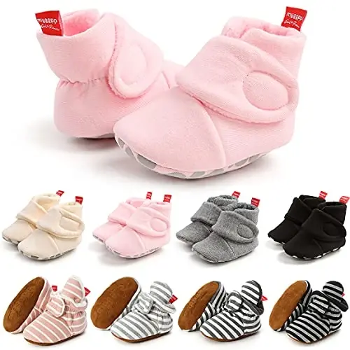 QWZban Baby Booties Infant Newborn Boys Girls Slippers Warm Crib Sock Shoes Indoor First Walkers Prewalker - 1