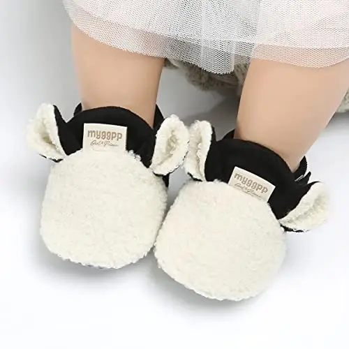 QWZban Baby Booties Infant Newborn Boys Girls Slippers Warm Crib Sock Shoes Indoor First Walkers Prewalker - QWZBAN (1)