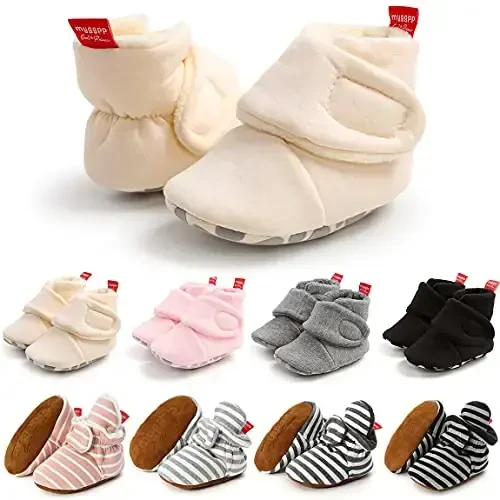 QWZban Baby Booties Infant Newborn Boys Girls Slippers Warm Crib Sock Shoes Indoor First Walkers Prewalker 
