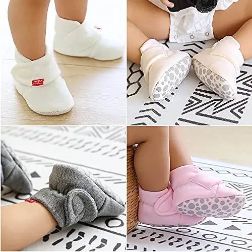 QWZban Baby Booties Infant Newborn Boys Girls Slippers Warm Crib Sock Shoes Indoor First Walkers Prewalker - 3