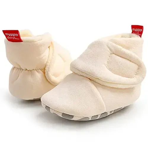 QWZban Baby Booties Infant Newborn Boys Girls Slippers Warm Crib Sock Shoes Indoor First Walkers Prewalker - 4