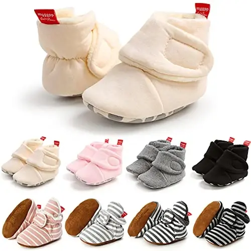 QWZban Baby Booties Infant Newborn Boys Girls Slippers Warm Crib Sock Shoes Indoor First Walkers Prewalker - QWZBAN