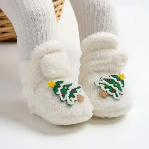 QWZban Baby Booties Infant Newborn Boys Girls Slippers Warm Crib Sock Shoes Indoor First Walkers Prewalker - QWZBAN