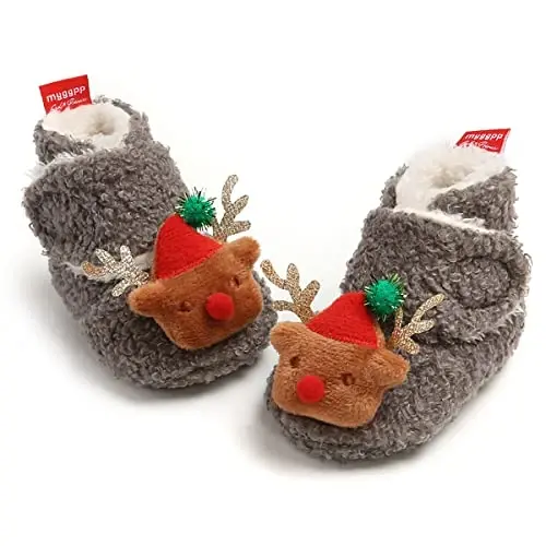 QWZban Baby Booties Infant Newborn Boys Girls Slippers Warm Crib Sock Shoes Indoor First Walkers Prewalker - 1