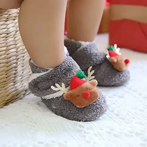 QWZban Baby Booties Infant Newborn Boys Girls Slippers Warm Crib Sock Shoes Indoor First Walkers Prewalker - QWZBAN (1)