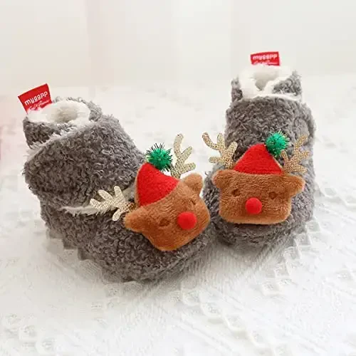 QWZban Baby Booties Infant Newborn Boys Girls Slippers Warm Crib Sock Shoes Indoor First Walkers Prewalker - 3