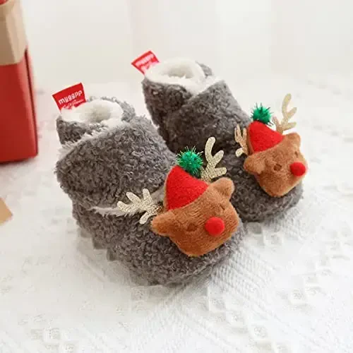 QWZban Baby Booties Infant Newborn Boys Girls Slippers Warm Crib Sock Shoes Indoor First Walkers Prewalker - 4