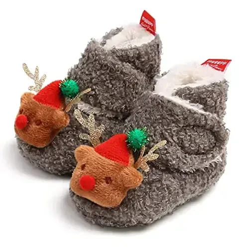 QWZban Baby Booties Infant Newborn Boys Girls Slippers Warm Crib Sock Shoes Indoor First Walkers Prewalker - 6