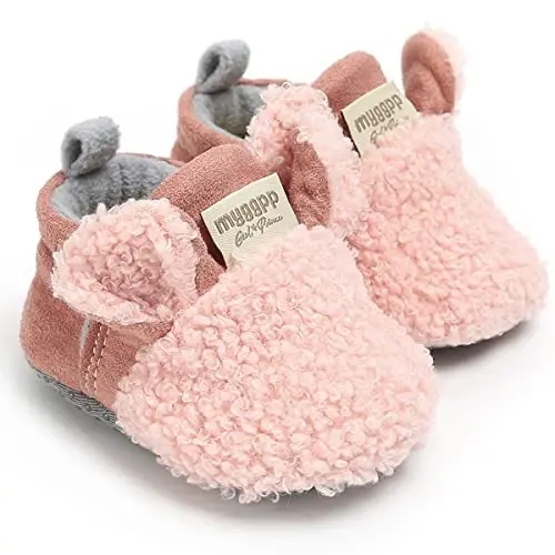 QWZban Baby Booties Infant Newborn Boys Girls Slippers Warm Crib Sock Shoes Indoor First Walkers Prewalker - 1