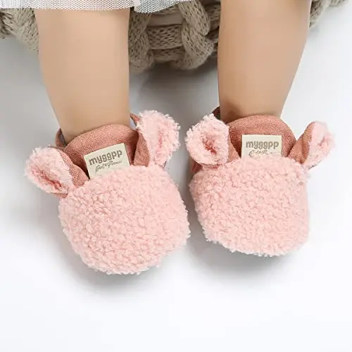 QWZban Baby Booties Infant Newborn Boys Girls Slippers Warm Crib Sock Shoes Indoor First Walkers Prewalker - 2