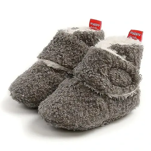 QWZban Baby Booties Infant Newborn Boys Girls Slippers Warm Crib Sock Shoes Indoor First Walkers Prewalker - 1