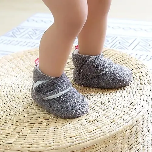 QWZban Baby Booties Infant Newborn Boys Girls Slippers Warm Crib Sock Shoes Indoor First Walkers Prewalker - 2