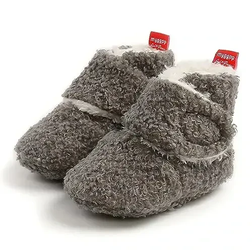 QWZban Baby Booties Infant Newborn Boys Girls Slippers Warm Crib Sock Shoes Indoor First Walkers Prewalker - 1