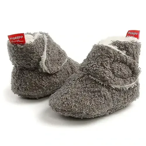 QWZban Baby Booties Infant Newborn Boys Girls Slippers Warm Crib Sock Shoes Indoor First Walkers Prewalker - 6